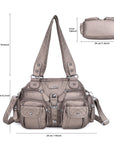 Washed Leather Handbag Unique Style For Women-Angelkiss Bag