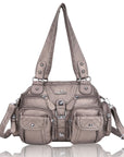 Washed Leather Handbag Unique Style For Women-Angelkiss Bag