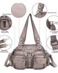 Washed Leather Handbag Unique Style For Women-Angelkiss Bag