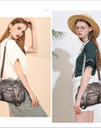 Washed Leather Handbag Unique Style For Women-Angelkiss Bag