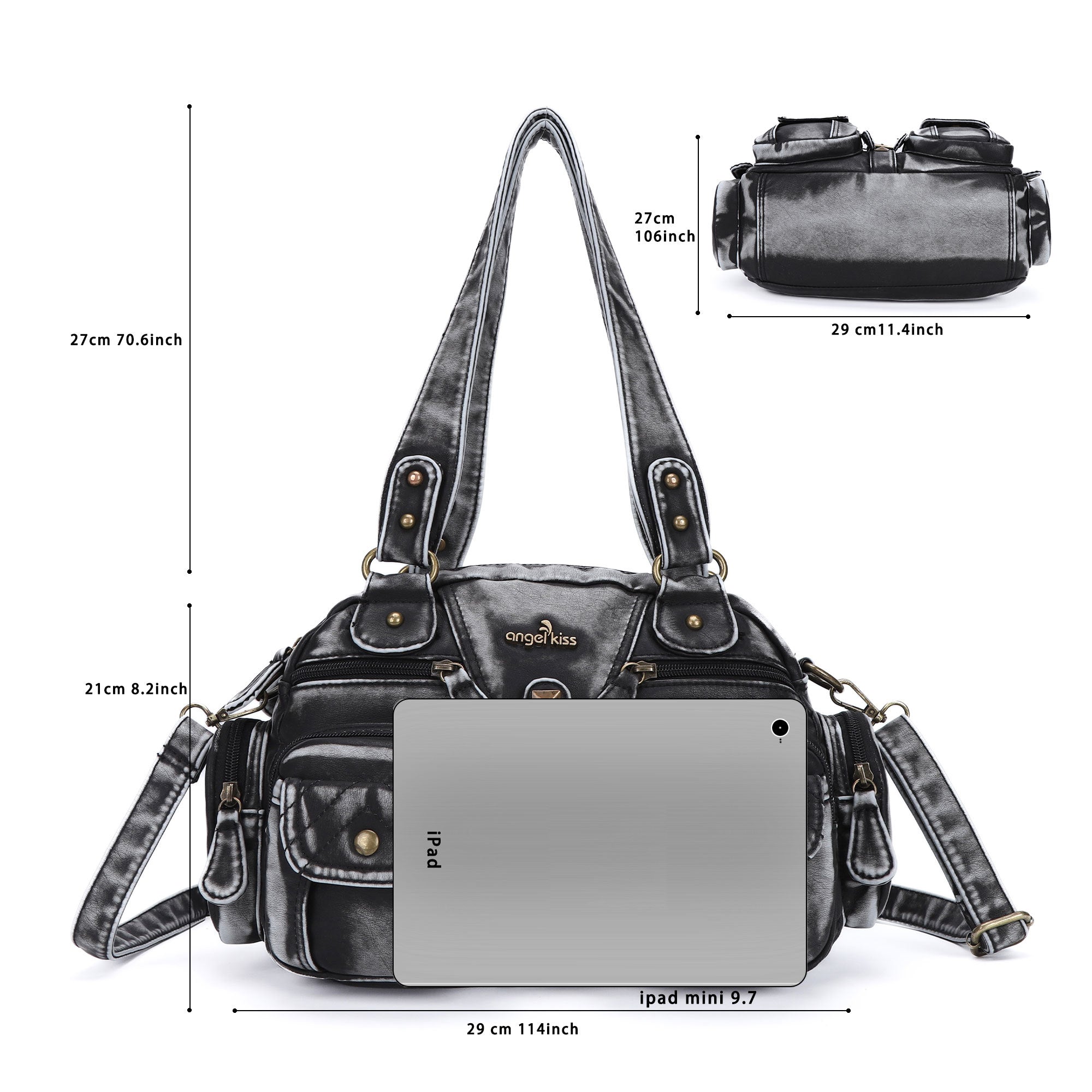 Washed Leather  denim design Handbag Unique Style For Women Crossbody Bag-Angelkiss Bag