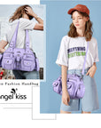 Washed Leather Multilayer separation individuality Handbag Unique Style For Women-Angelkiss Bag