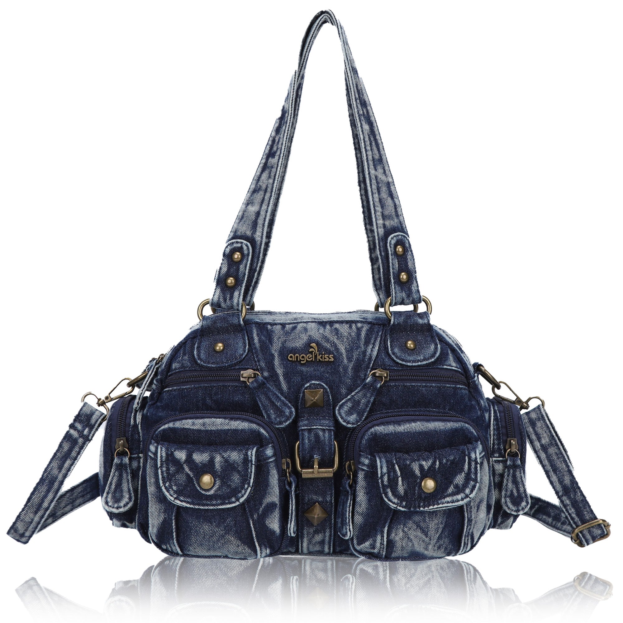 Bolso de mano de piel lavada con diseño denim, estilo único para mujer, bandolera.