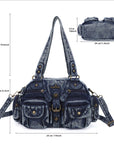 Washed Leather denim design Handbag Unique Style For Women Crossbody Bag