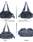 Washed Leather denim design Handbag Unique Style For Women Crossbody Bag