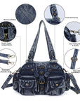 Washed Leather denim design Handbag Unique Style For Women Crossbody Bag