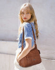 Classic Multi-Pocket Vegan Leather Shoulder Bag – Stylish & Functional