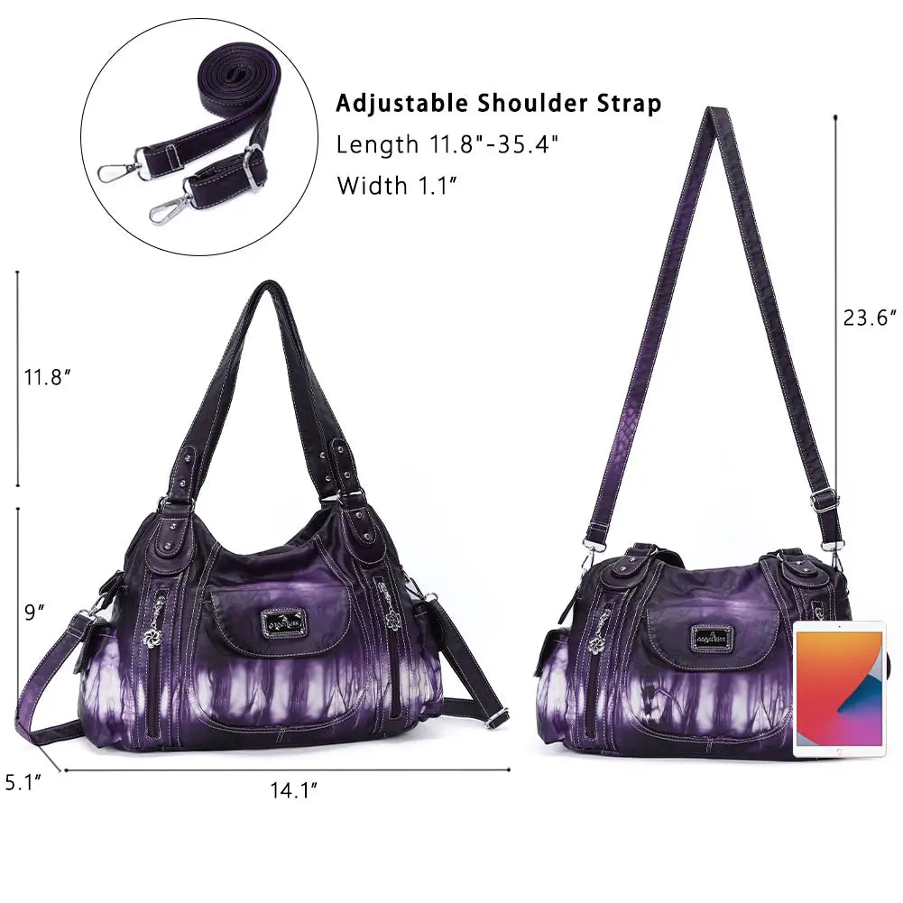 Women  handbag with High Quality Washed PU Multi-function Bag