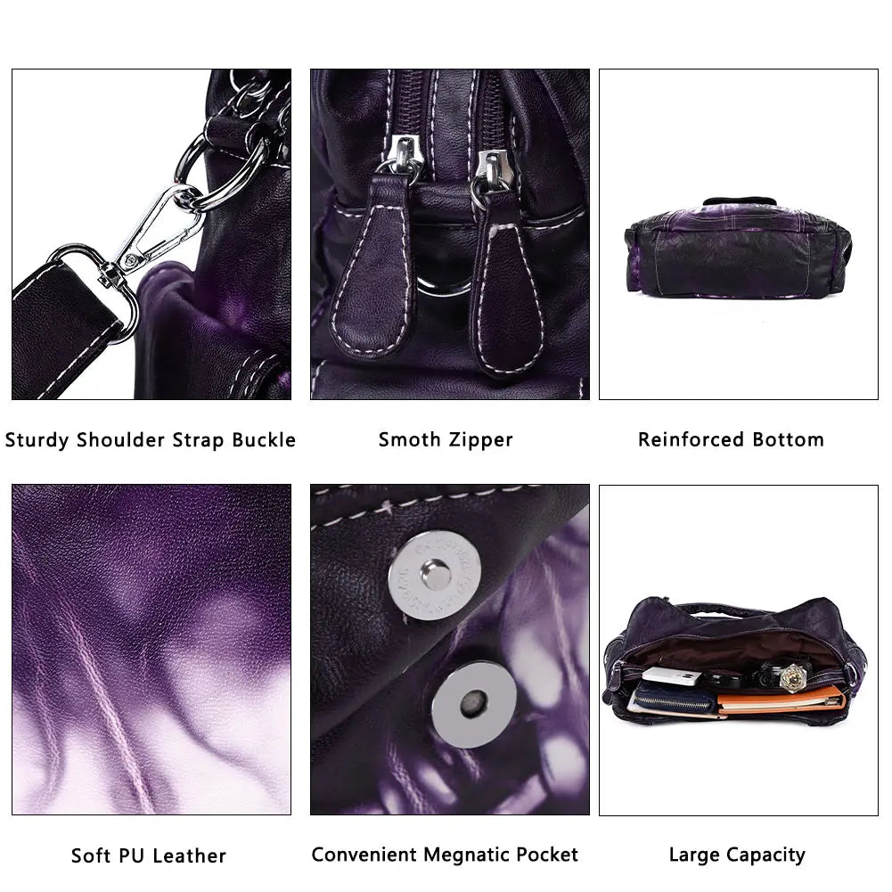 Women  handbag with High Quality Washed PU Multi-function Bag