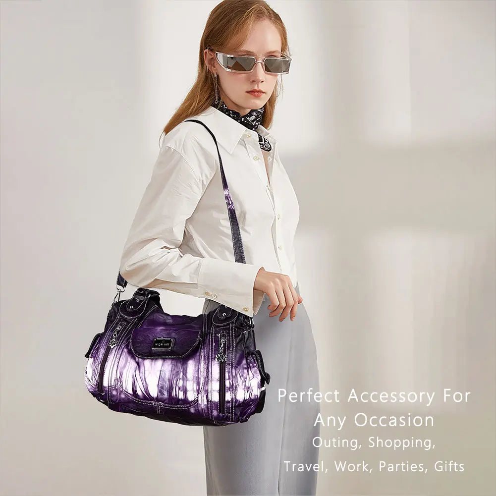Women  handbag with High Quality Washed PU Multi-function Bag