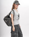 Women Handbag With High Quality Washed PU Multi Purpose Tote Bag