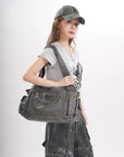 Women Handbag With High Quality Washed PU Multi Purpose Tote Bag