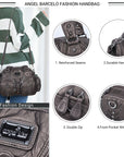 Washed Desigher Handbag For Women with Multi pockets-Angelkiss Bag