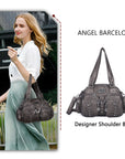 Washed Desigher Handbag For Women with Multi pockets-Angelkiss Bag