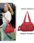 Washed Desigher Handbag For Women with Multi pockets-Angelkiss Bag