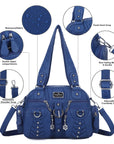 Washed Desigher Handbag For Women with Multi pockets-Angelkiss Bag