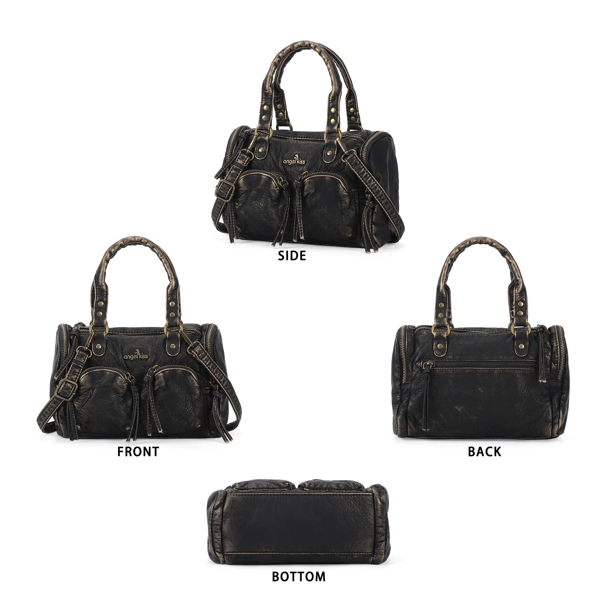 Classic Vintage Designer Soft Vegan Leather Handbag