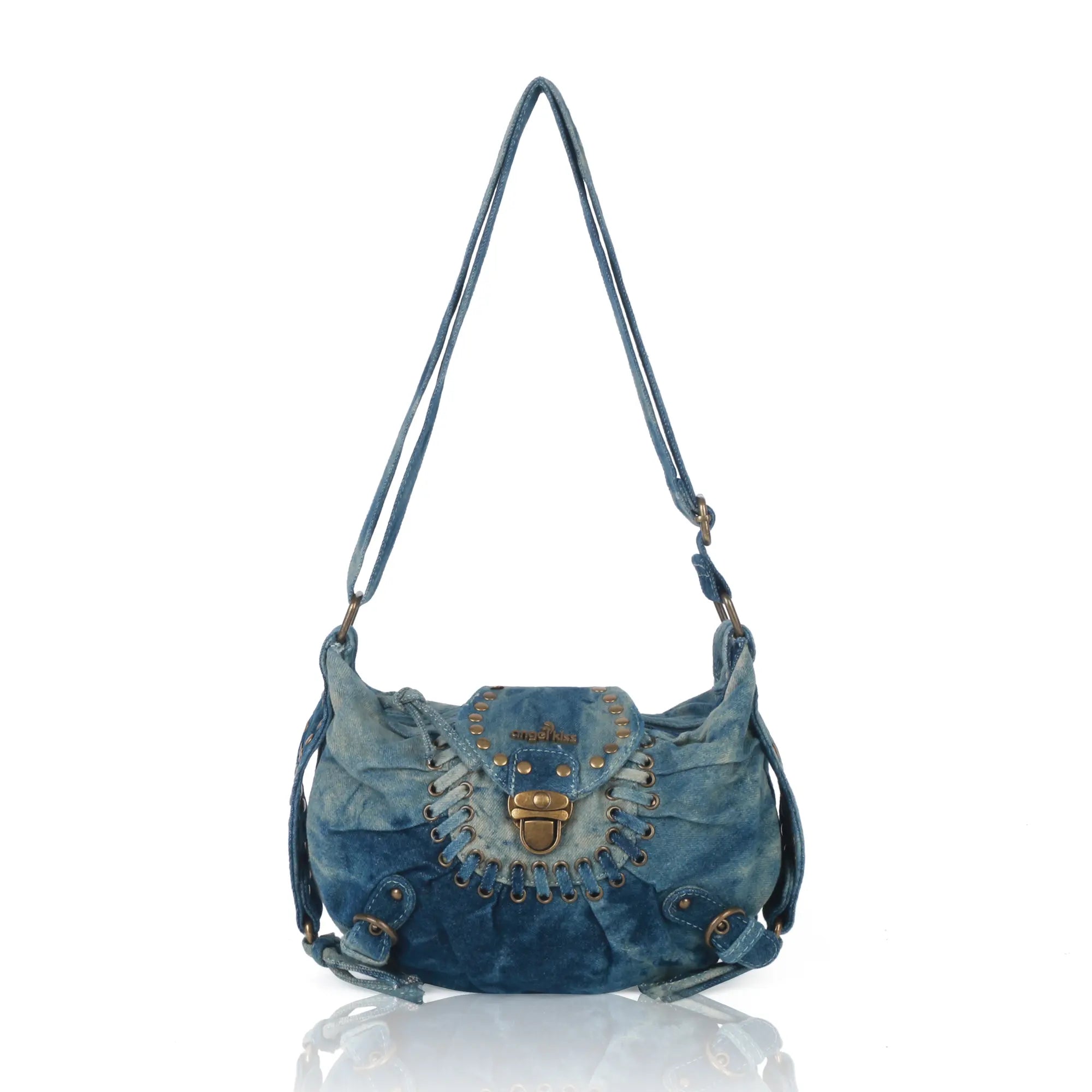 Vintage Boho Shoulder Bag – Washed Denim Purse for Free-Spirited Women