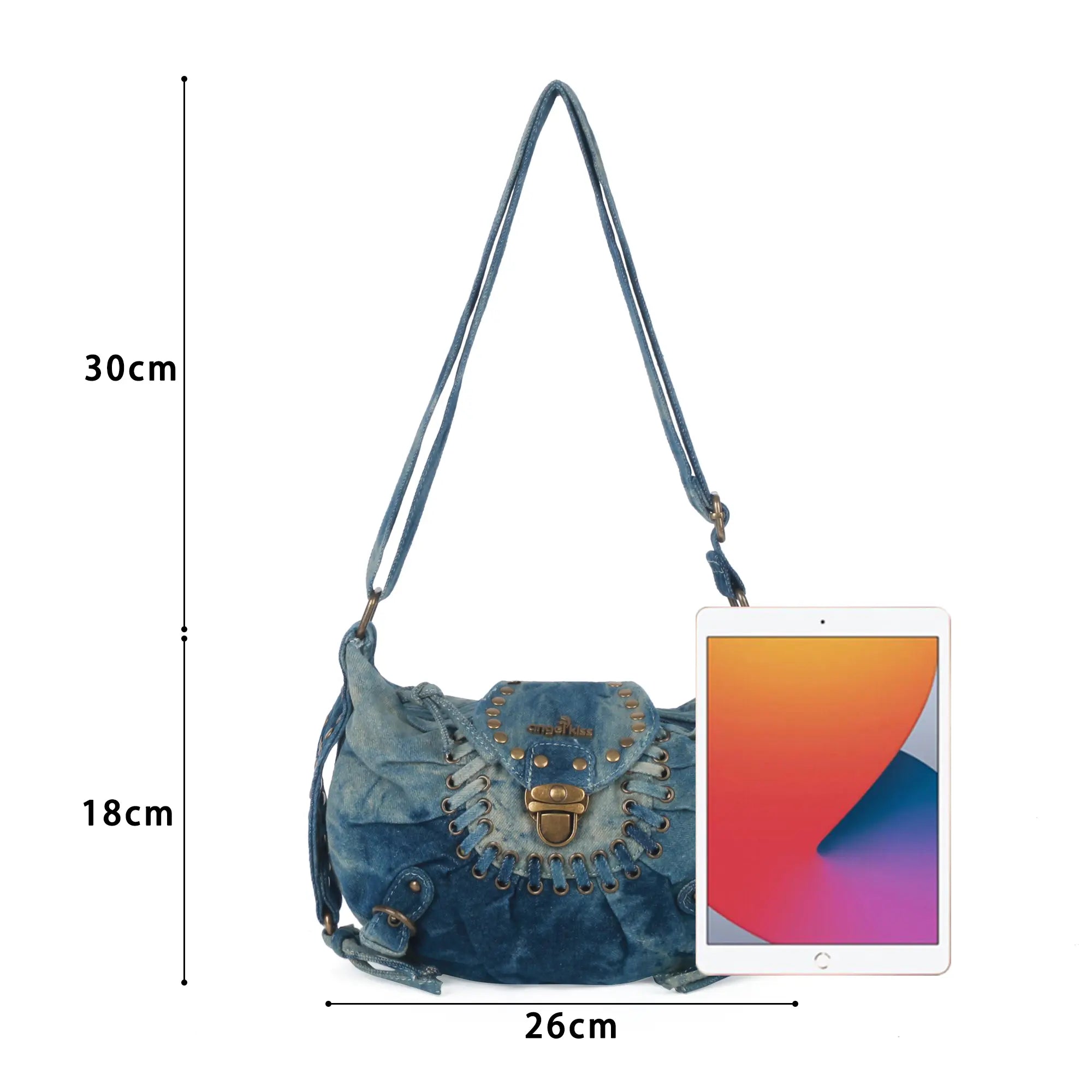 Vintage Boho Shoulder Bag – Washed Denim Purse for Free-Spirited Women