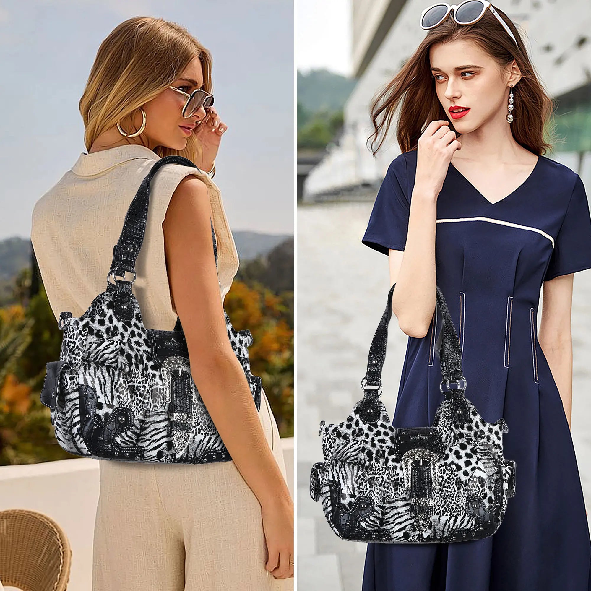 Exquisito bolso de mano de mezclilla lisa para dama | Angel Kiss