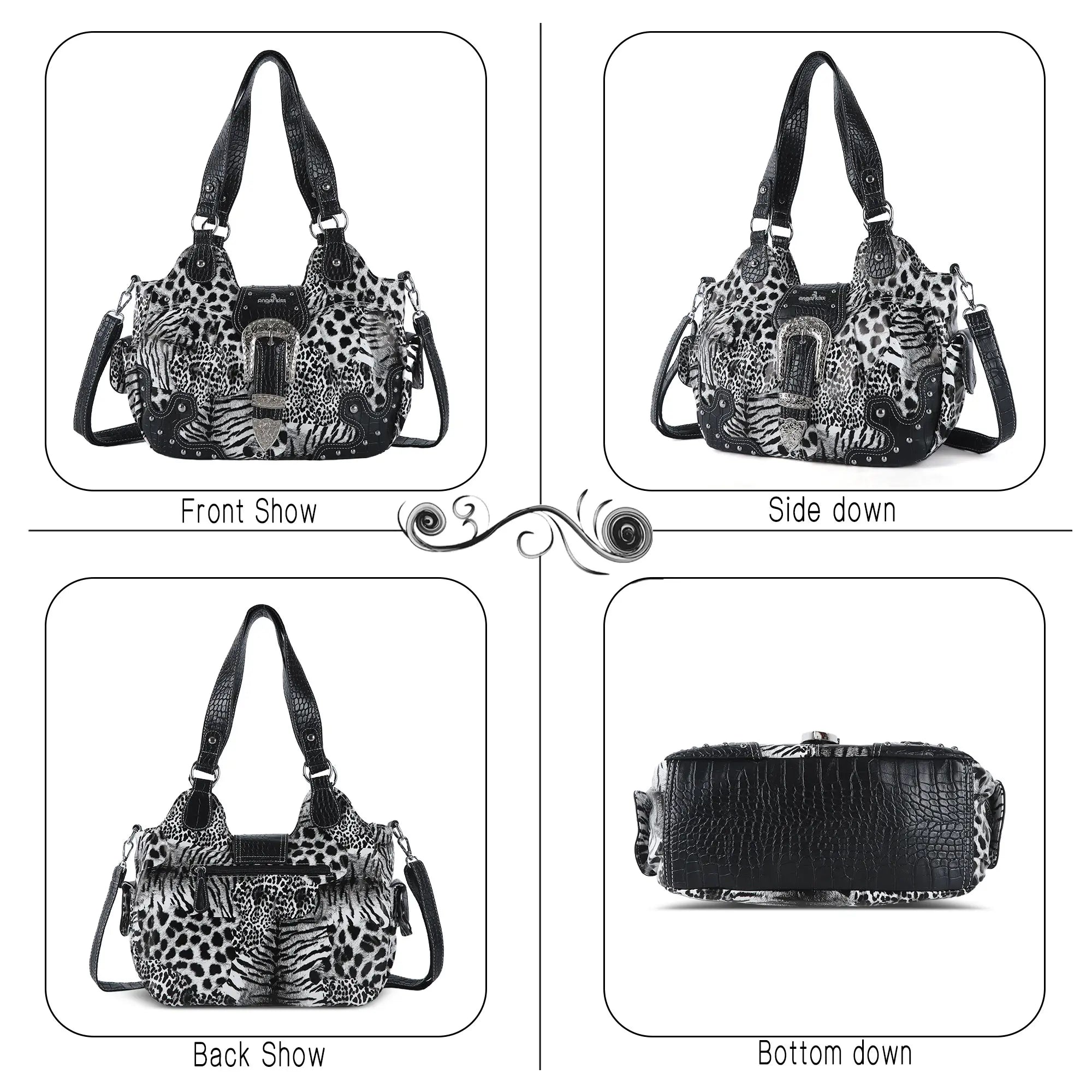 Exquisito bolso de mano de mezclilla lisa para dama | Angel Kiss