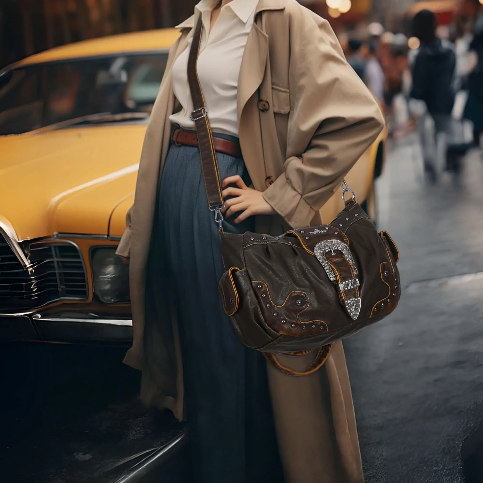 Ladies exquisite chic denim handbag satchel | Angel kiss