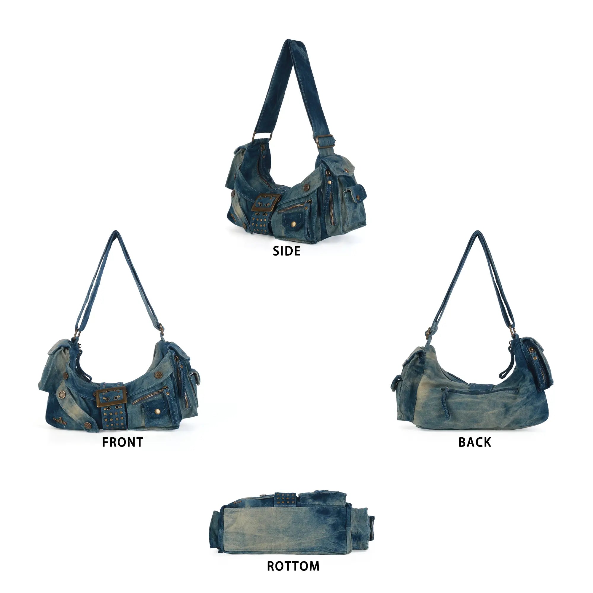 Colorful Denim Purse | Versatile Carry: Handheld, Shoulder, or Crossbody