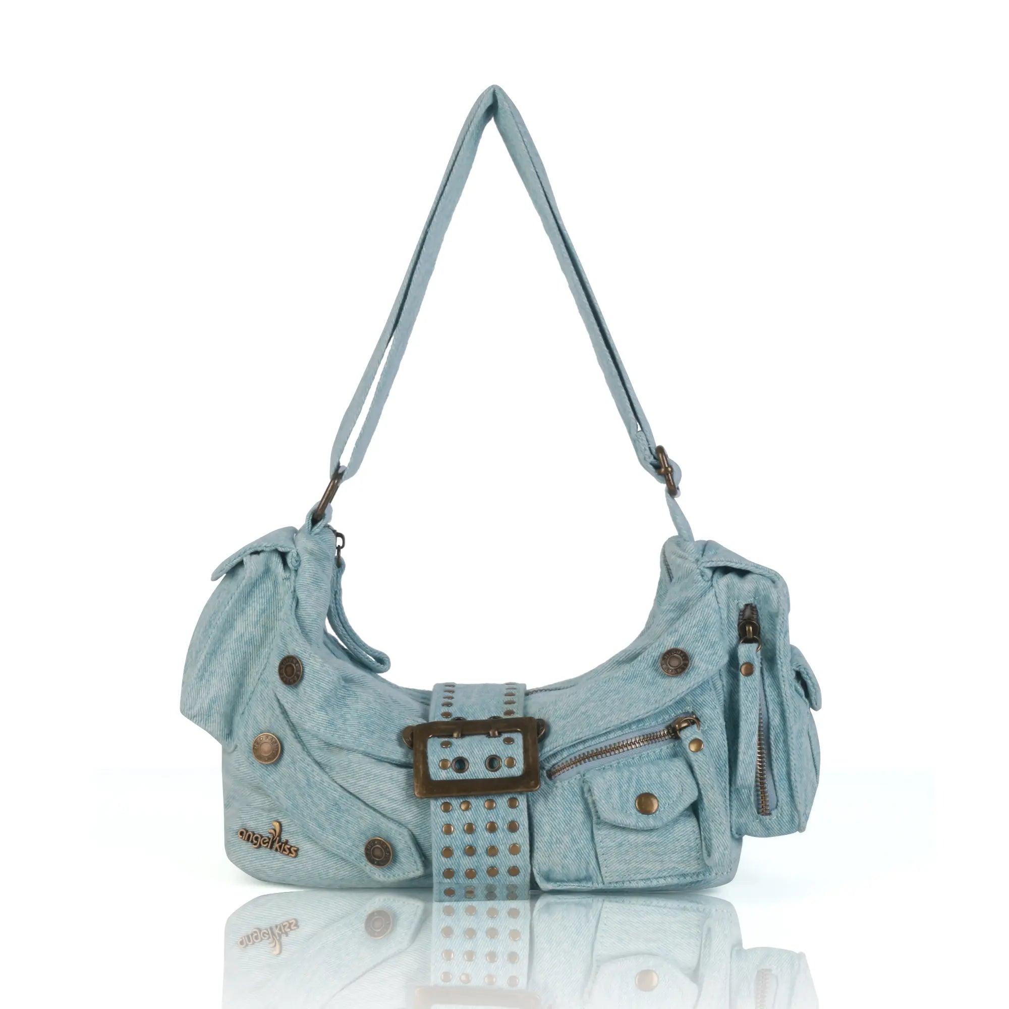 blue denim pocketbook MZ Wallace True Blue Denim Crosby Lock Saddle – Crossbody  main image 4