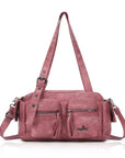 Multi-Pocket Bowling Shoulder Bag with Detachable Crossbody Strap