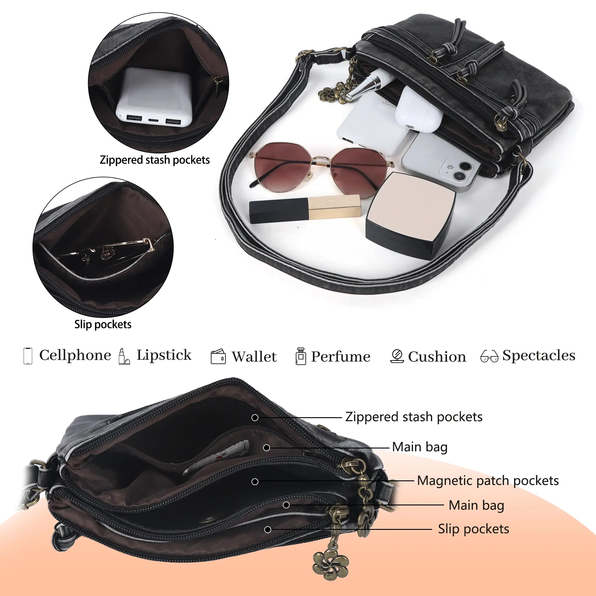 接吻　XL crossbody shoulder hobo tote purse – Angelkiss Bag