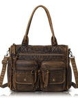 Work Handbag Backpack - PU Leather Laptop Bag for Women