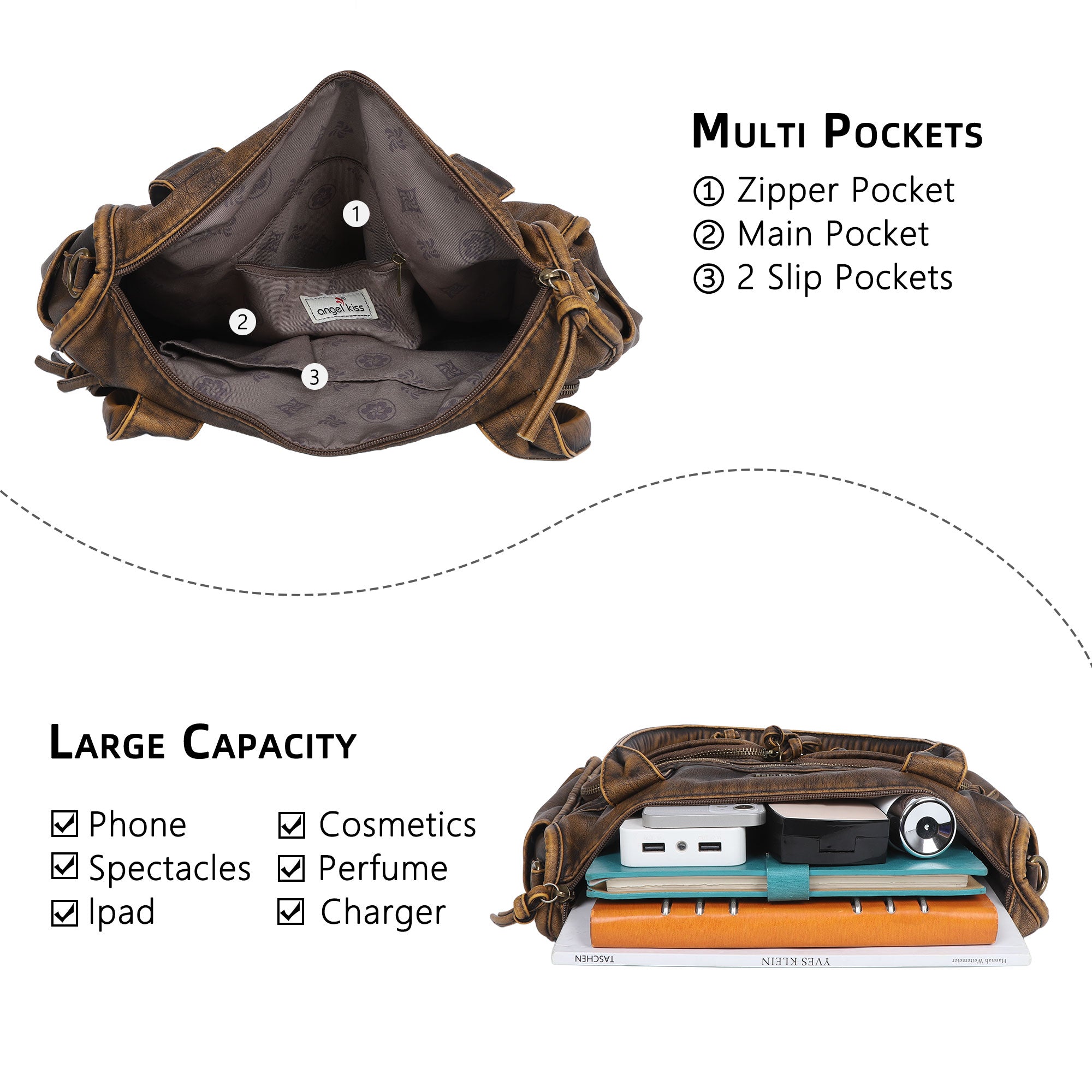 Work Handbag Backpack - PU Leather Laptop Bag for Women