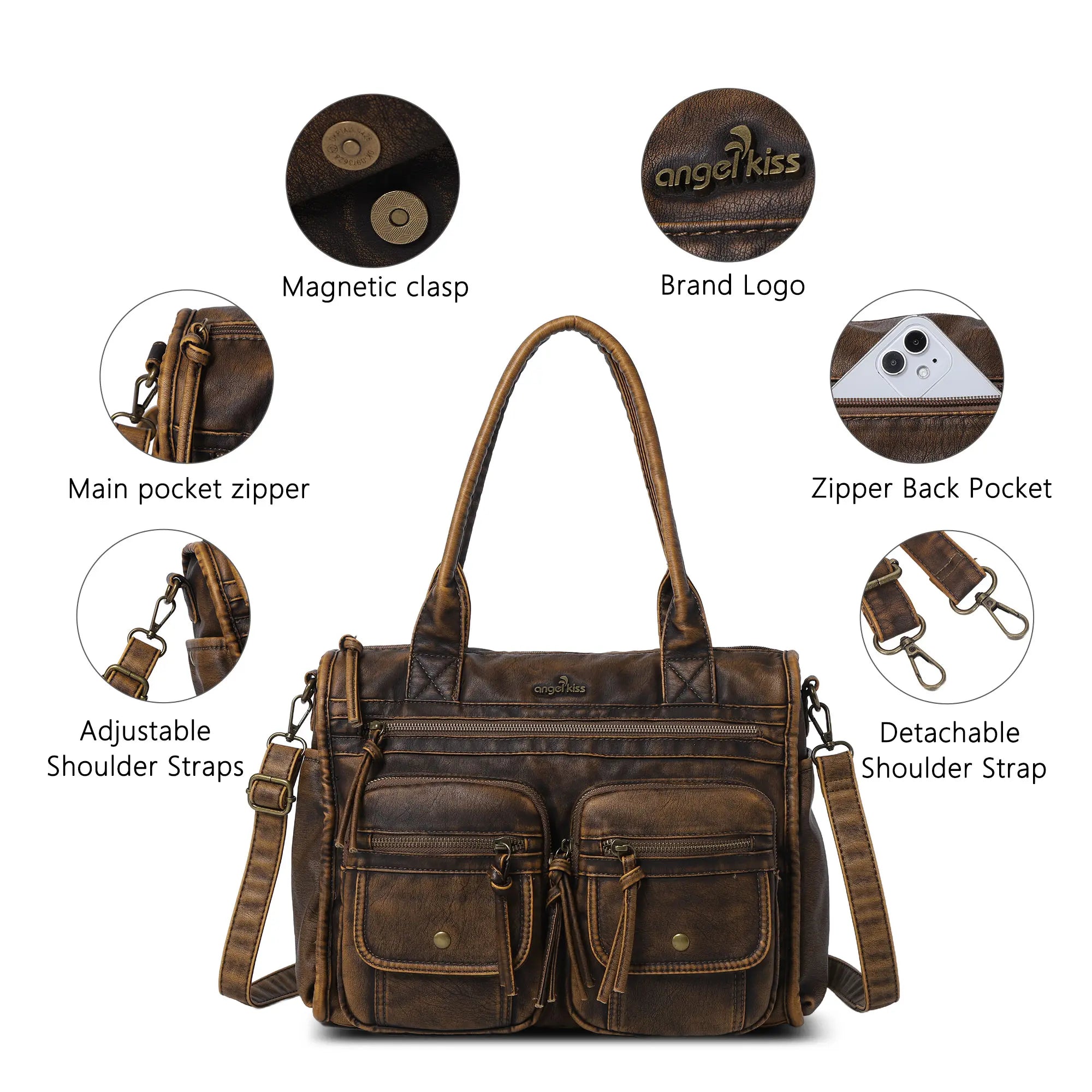 Work Handbag Backpack - PU Leather Laptop Bag for Women
