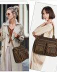 Work Handbag Backpack - PU Leather Laptop Bag for Women