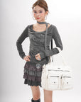 Work Handbag Backpack - PU Leather Laptop Bag for Women