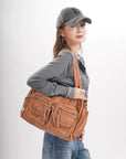 Work Handbag Backpack - PU Leather Laptop Bag for Women