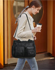 Work Handbag Backpack - PU Leather Laptop Bag for Women