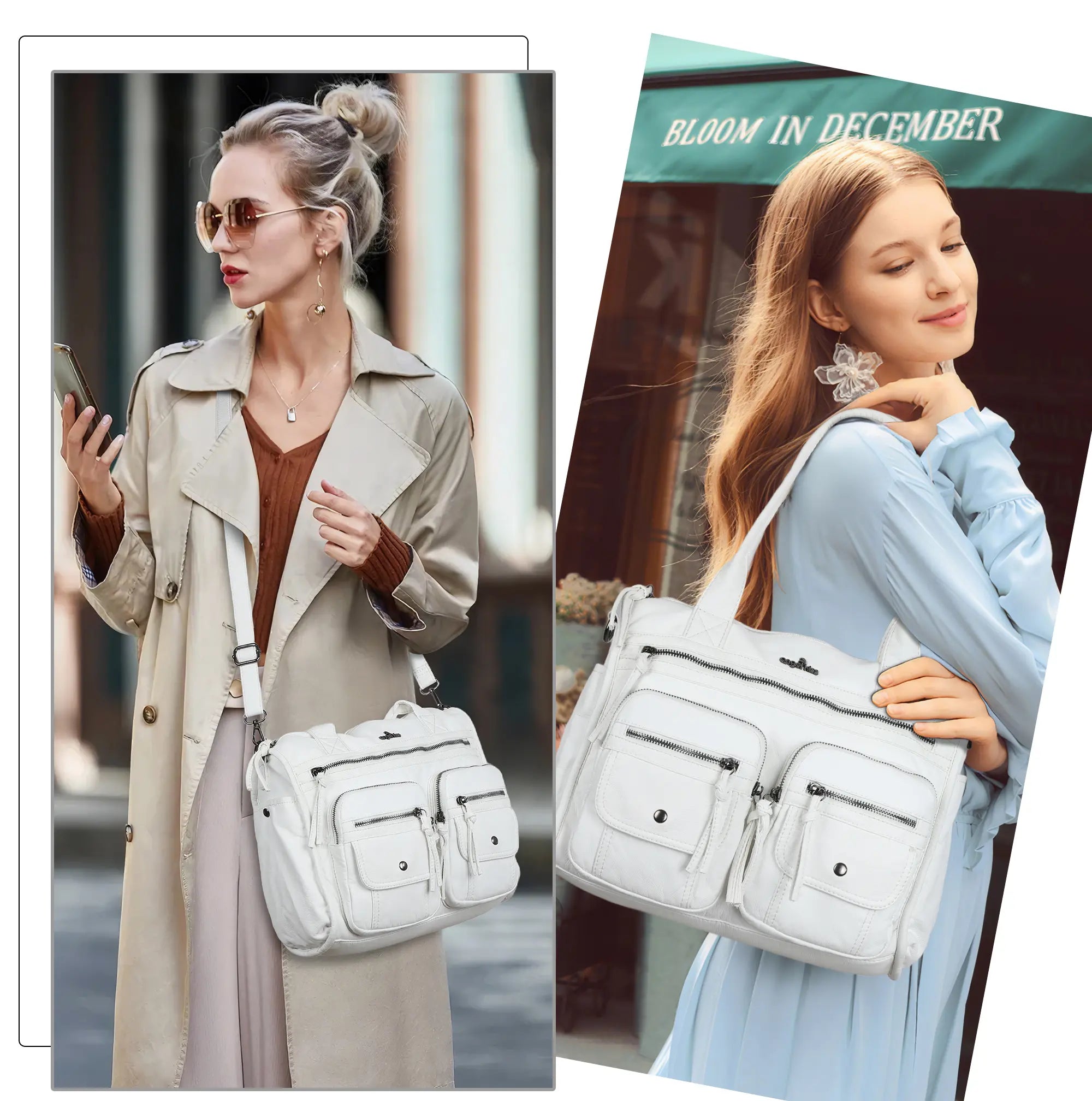 Work Handbag Backpack - PU Leather Laptop Bag for Women
