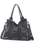 Vintage Denim Rivet Large Capacity Tote Shoulder Bag