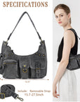 Vintage-Inspired Vegan Leather Shoulder Bag with Multi-Pocket Design