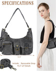 Vintage-Inspired Vegan Leather Shoulder Bag with Multi-Pocket Design