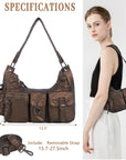 Vintage-Inspired Vegan Leather Shoulder Bag with Multi-Pocket Design
