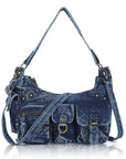 Vintage-Inspired Vegan Leather Shoulder Bag with Multi-Pocket Design