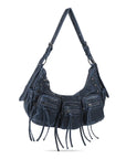 Trendy Washed Burgundy Shoulder Bag – Tassel Accent Women’s Hobo Vintage Style Purse