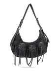 Trendy Washed Burgundy Shoulder Bag – Tassel Accent Women’s Hobo Vintage Style Purse