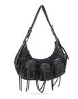 Trendy Washed Burgundy Shoulder Bag – Tassel Accent Women’s Hobo Vintage Style Purse