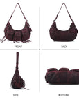 Trendy Washed Burgundy Shoulder Bag – Tassel Accent Women’s Hobo Vintage Style Purse