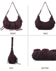 Trendy Washed Burgundy Shoulder Bag – Tassel Accent Women’s Hobo Vintage Style Purse