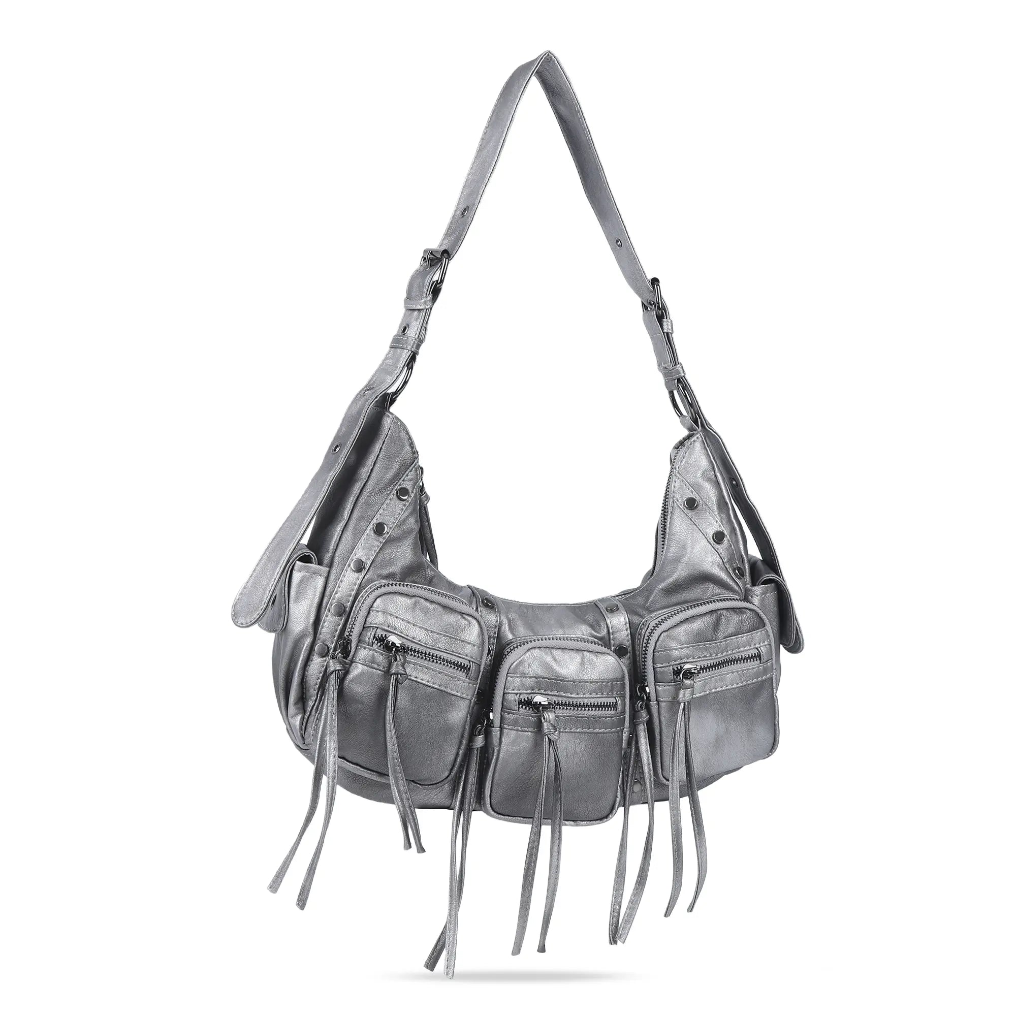 Trendy Washed Burgundy Shoulder Bag – Tassel Accent Women’s Hobo Vintage Style Purse
