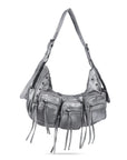 Trendy Washed Burgundy Shoulder Bag – Tassel Accent Women’s Hobo Vintage Style Purse